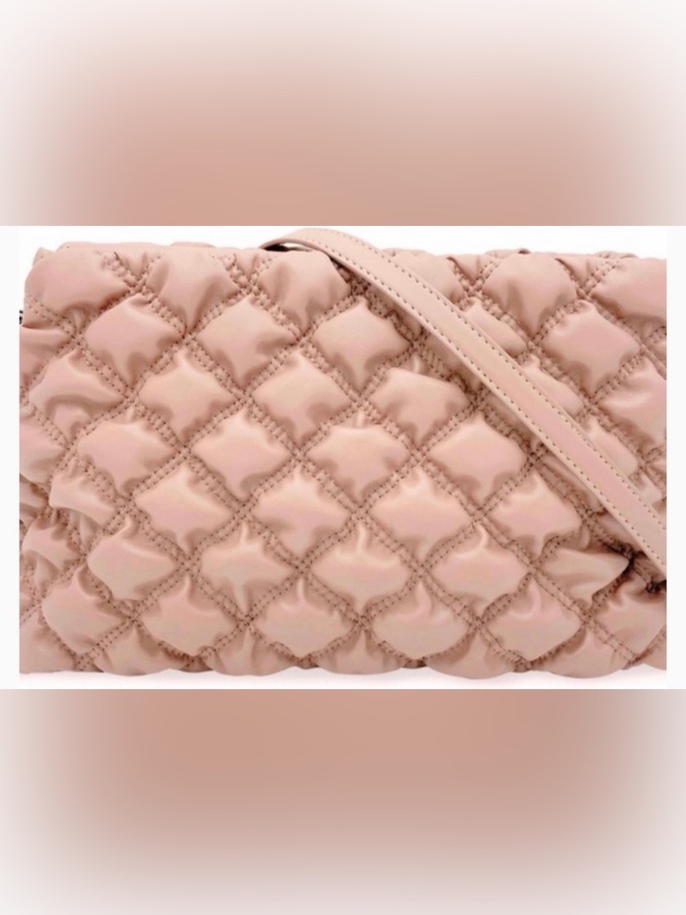 Gilda Paris Waffle Quilted Studded Shoulder Bag in Blush Pink - Picture 3 of 3